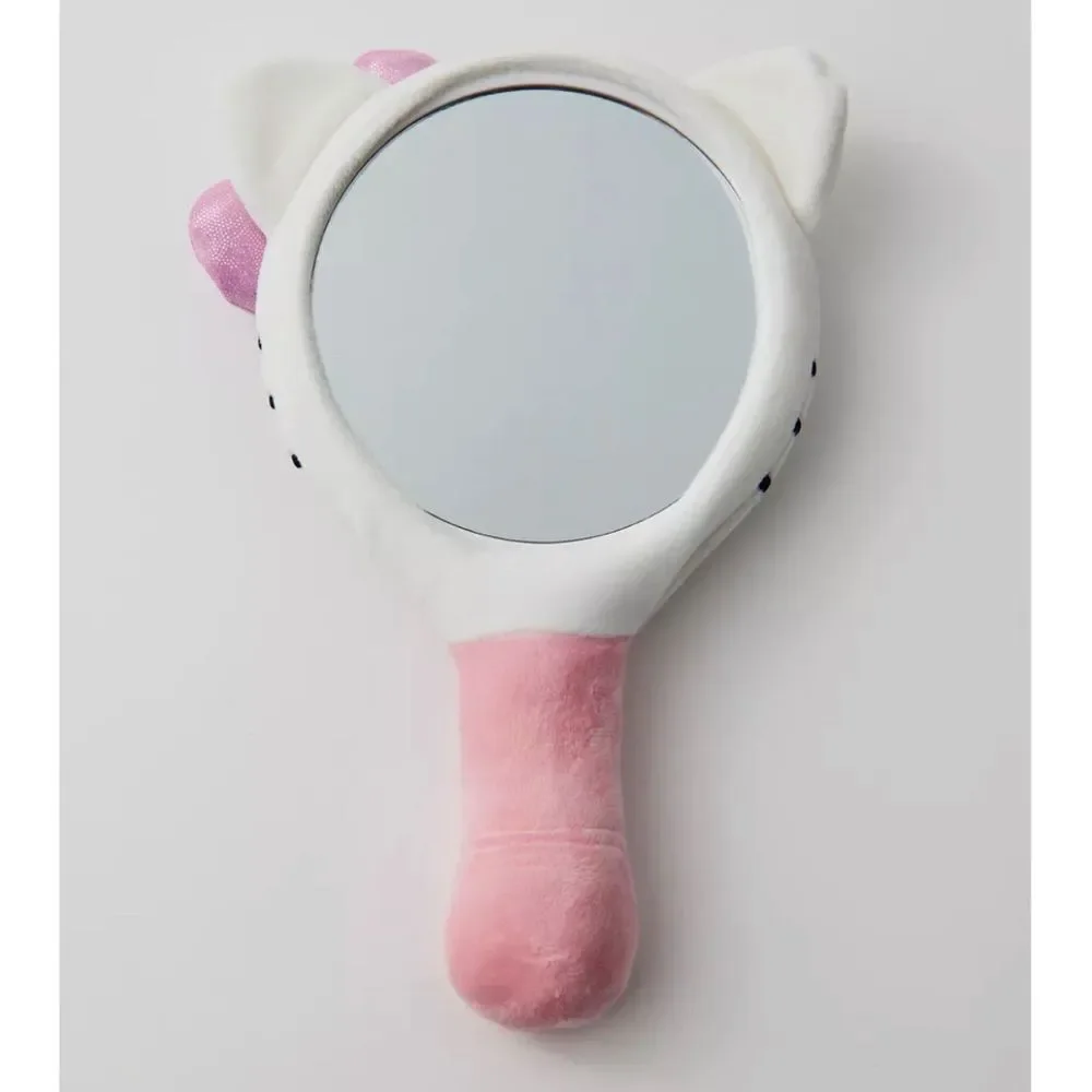 Le/se hello kitty x creme shop plush handheld travel vanity mirror